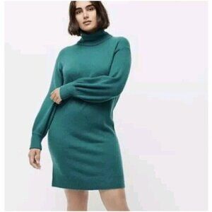 J. Crew Turtleneck Sweater Dress In Supersoft Yarn Green Women’s Size S Knit